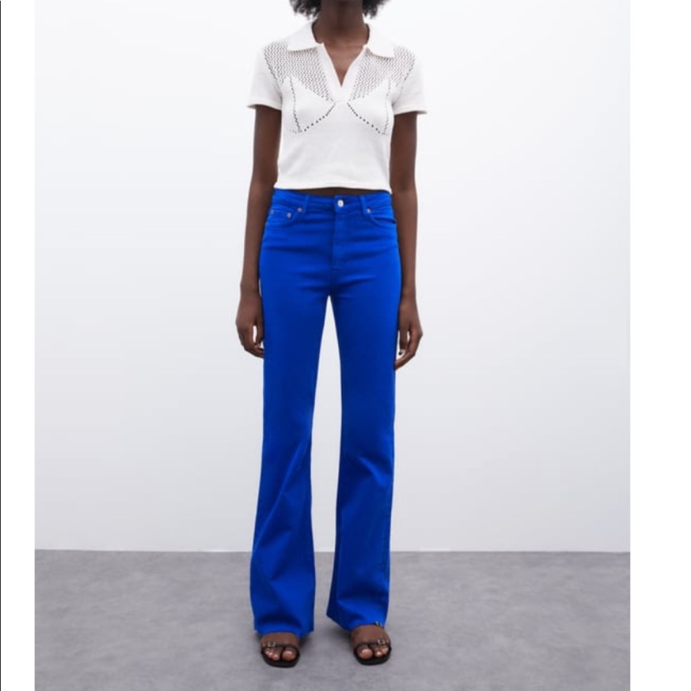 Zara NWT Skinny Flare Jeans Royal Blue